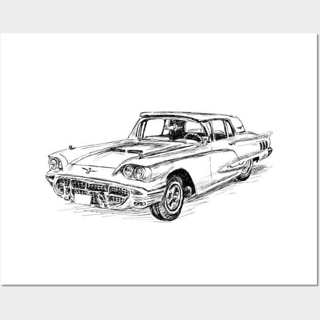 Antique Ford Thunderbird Car Wall Art by rachelsfinelines